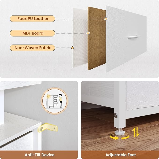 12 Drawers TV Stand Dresser for 65/70 inch TV, Entertainment Center with LED Lights & Power Outlets, 63" Large LED TV Stand, TV Console for Bedroom