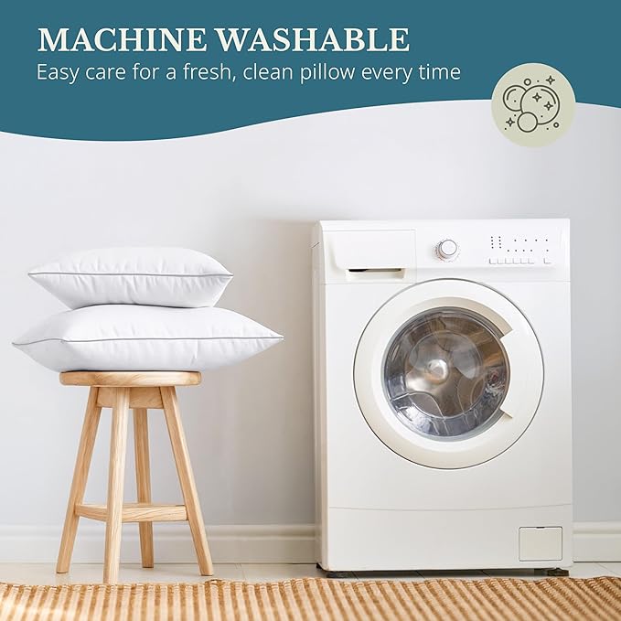 Casa Platino Bed Pillows Queen Size Set of 2 - Firm, Cozy & Soft Pillows for Adults- Pack of 2 – Luxury Queen Size Bed Pillow for Side, Back & Stomach Sleepers - White