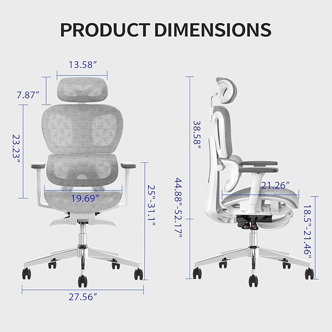 Ergonomic Mesh Office Chair with 3D Adjustable Armrest,High Back Desk Computer Chair Ergo3d Ergonomic with Wheels for Home & Office