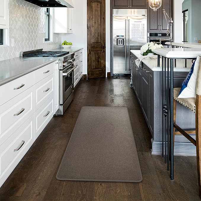 Yancorp 3'x5'Ultra Thin Big Bathroom Rugs,Low Profile Bath Mat Non Slip Fit Under Door Absorbent Shower Rug Washable Large Indoor Door Mat