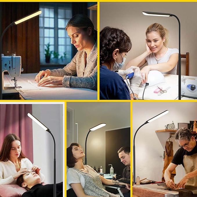 LED Floor Lamp, 18W Super Bright Floor Lamp for Living Room, Adjustable Stepless Colors & Brightness Gooseneck Standing Lamp, Eye Caring Reading Light with Remote& Touch Control for Bedroom Office