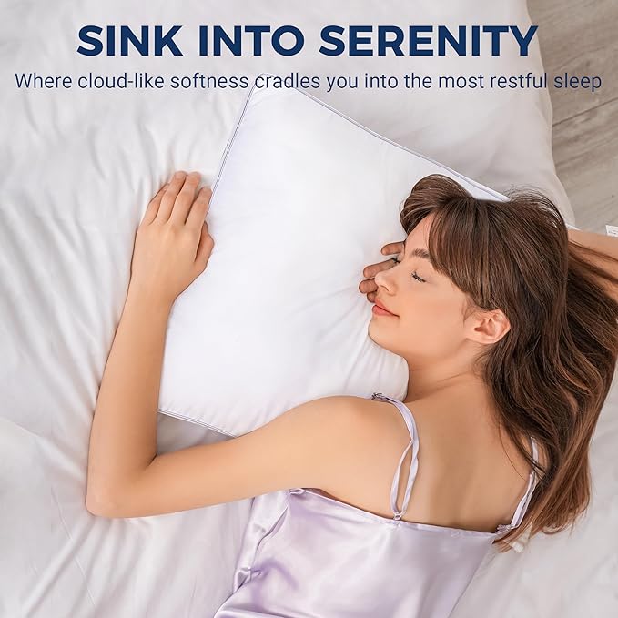 Bed Pillows King Size Set of 2 for Sleeping, Cooling Gusseted Pillows Hotel Quality, Soft Down Alternative Plump Filling for Back, Stomach or Side Sleepers, 19 x 34 inches