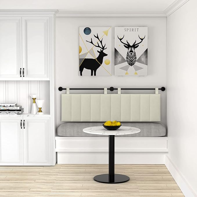 Wall Mounted Headboard King Headboards Only Comfortable Velvet Vertical Channel Headboards for Adjustable Size Bed (Velvet Beige, King)