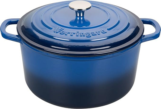 Enameled Cast Iron Dutch Oven Pot with Lid, for Sourdough Bread Baking, Round Dutch Ovens, 6 Quart, Blue