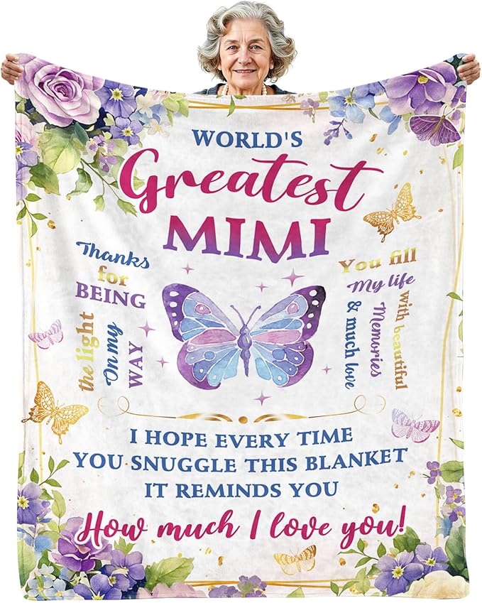 Mimi Gifts, Mimi Gifts for Grandma Blanket, Birthday Gifts for Mothers Day, Soft Blanket for Grandma from Grandkids, Grandmother Gift Ideas, Mimi Throw Blanket 60“x 50”