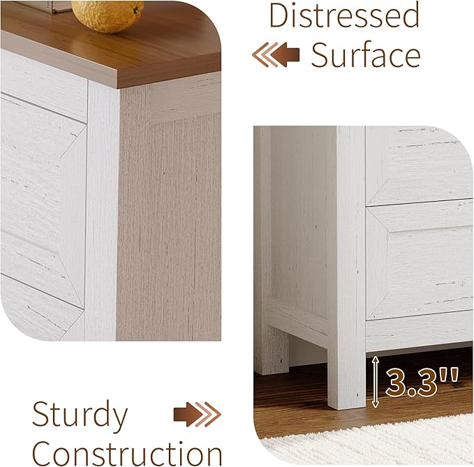 5 Drawer Dresser, Farmhouse Tall Dresser for Bedroom, Antique White Chest of Drawers, Modern Dressers for Bedroom, Closet
