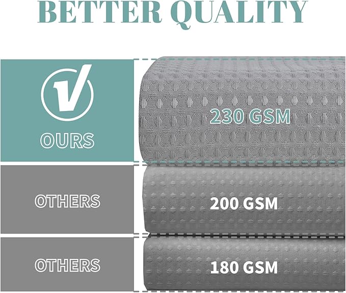 Grey Long No Hook Waffle Weave Shower Curtain with snap-in Liner Replacement, 230GSM Waterproof Fabric Hotel Shower Curtain Set for Bathroom, Through Mesh Top Window,71Wx80H