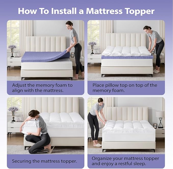 downluxe 5 Inch King Memory Foam Mattress Topper Pro Dual Layer 3 Inch Cooling Gel Egg Crate Memory Foam Plus 2 Inch Pillow Top Medium Firm with Deep Pocket