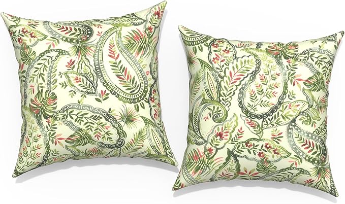 Outdoor Throw Pillow Covers 18”x18”, Decorative Pillow Covers for Patio Furniture, Modern Cushion Cases for Garden Couch Home Sofa Bed Office Chair, Pack of 2,Faylinn Shadow Paisley