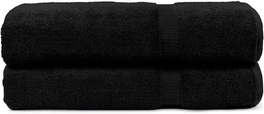 Luxury Hotel & Spa Quality, Quick Dry 100% Turkish Cotton 700 GSM, Eco Friendly Towel, for Bathroom Oversize Dobby Border Bath Towels 35 X 70 (Bath Sheet Towel Set of Black)