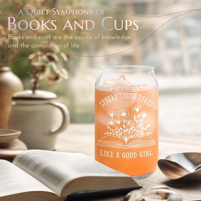 Book Lovers Gifts for Readers: Bookish, Reading & Book-Themed Gifts for Teachers, Librarians & Kids - Mothers Day, Graduation & Birthday Gift - 16oz Glass Cup