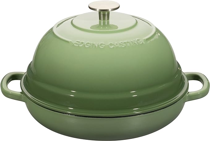 Enameled Cast Iron Dutch Oven Pot with Lid, Round Bread Oven for Homemade Sourdough Bread Baking, 6 Quart, Pistachio Green