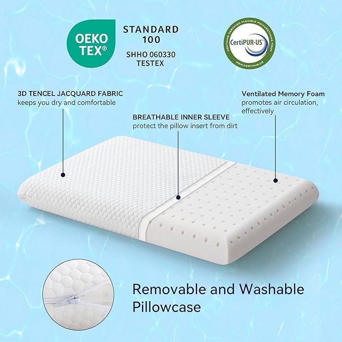 Ultra Thin Flat Pillow for Sleeping, 3.25'' Thin Pillow for Back Sleeper, Supportive Stomach Sleeping Pillow, Slim Bed Pillow, Machine Washable-Standard Size