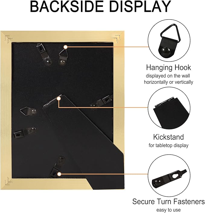 5x7 Picture Frame Set of 4, High Definition Real Glass, Display Pictures 4x6 with Mat or 5x7 Without Mat, Gallery Wall Hanging or Tabletop Photo Frames, Gold