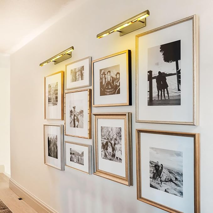 Brass Picture Lights for Wall, 24inch Hardwired Gold Picture Lights, Art Lights for Wall, Rotatable Picture Frames Lights,Wall Lights for Pictures Painting Display Artwork Portrait