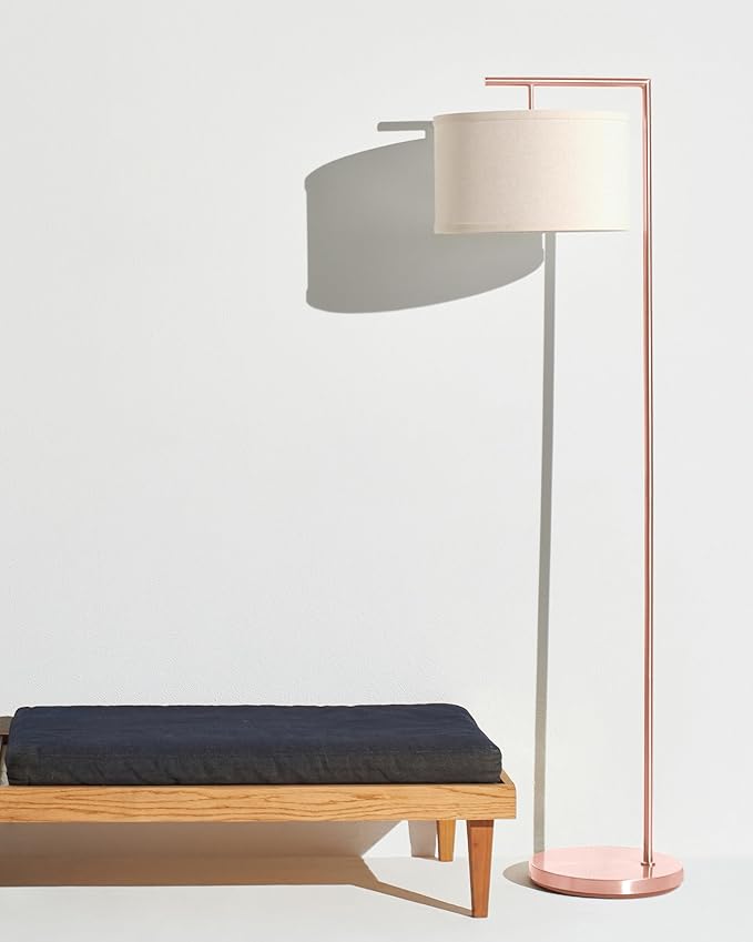 Brightech Montage Modern Floor lamp, LED Floor Lamp for Living Rooms & Offices - Tall Standing Lamp for Bedroom Reading - Corner Pole Lamp for Contemporary Home Decor - Rose Gold