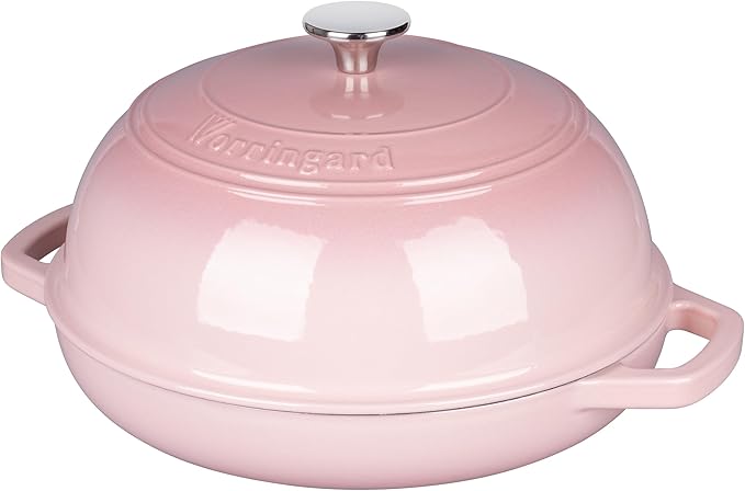 Enameled Cast Iron Dutch Oven Pot with Lid, Bread Oven for Sourdough Bread Baking, Dutch Ovens with Bread Proofing Basket& Baking Supplies Set, 6 Quart, Pink