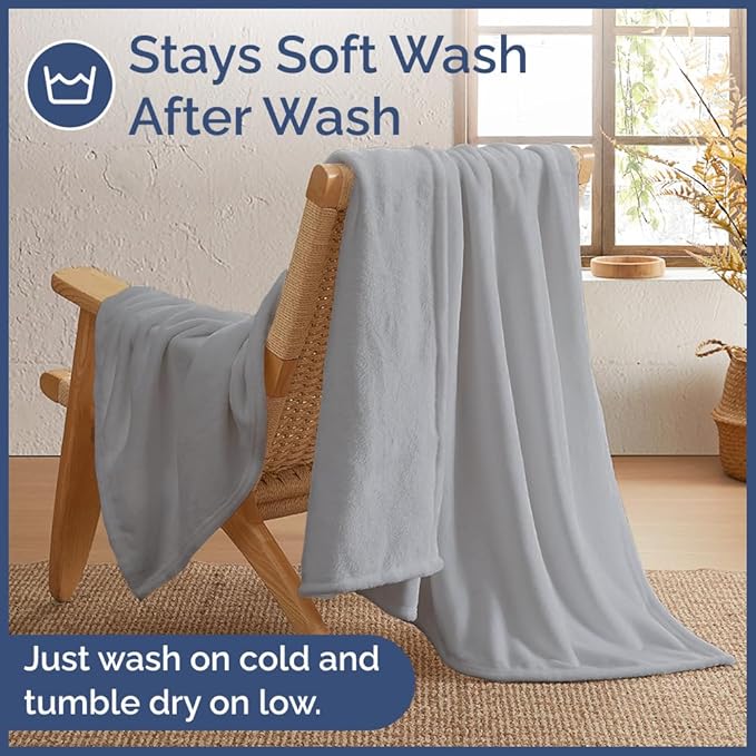 Ultra Soft Fleece Blanket Twin Size - Flannel Fleece Luxury Twin Blanket - Lightweight for Couch Bed Chair - Thick, Warm and Breathable - All Season Cozy Fuzzy, Anti-Static Microplush Bedding, Grey