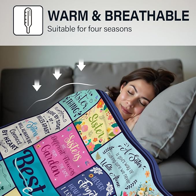 Sister Gifts for Sister Blankets, Gifts for Mothers Day, Friend Birthday Gift from Brother BFF Bestie, Best Sisters Ever Gift, Flannel Throw Blanket 60"x50"