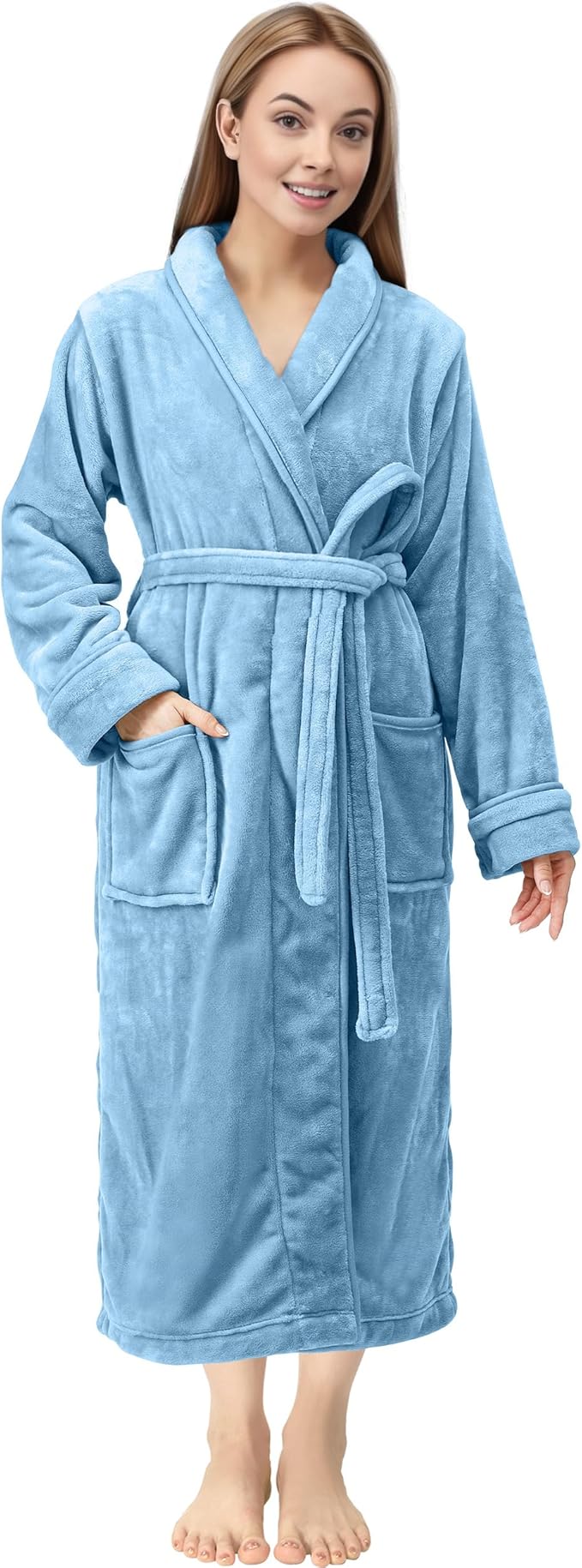 NY Threads Premium Womens Robe, Plush Fleece Long Bath Robe for Women, Fluffy Soft Women's Bathrobe