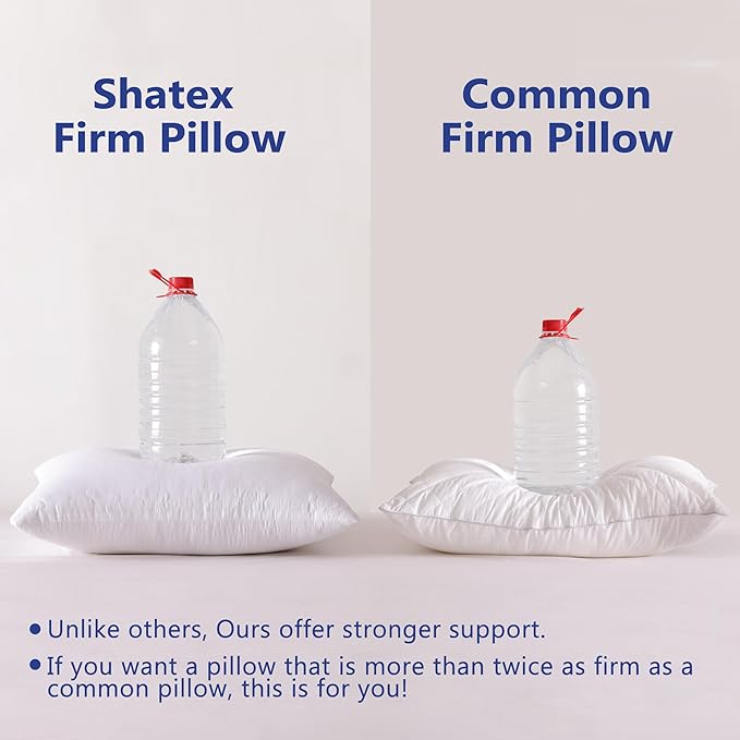 Shatex Extra Firm Pillow Standard Size 26 x 20 inch, Bed Pillow with Adjustable Insert Provides Stronger Support - for Back, Stomach & Side Sleepers,Super Firm