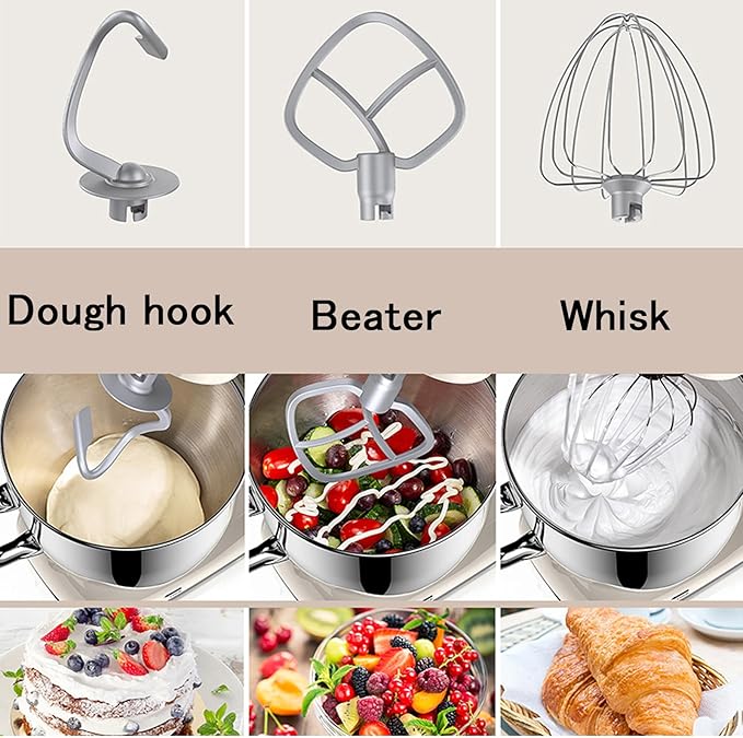 Stand Mixer, 6.5QT Electric Kitchen Mixer, 6+P Speed Adjustable Tilt-Head Food Mixer with Dough Hook, Egg Whisk & Beater (Black)