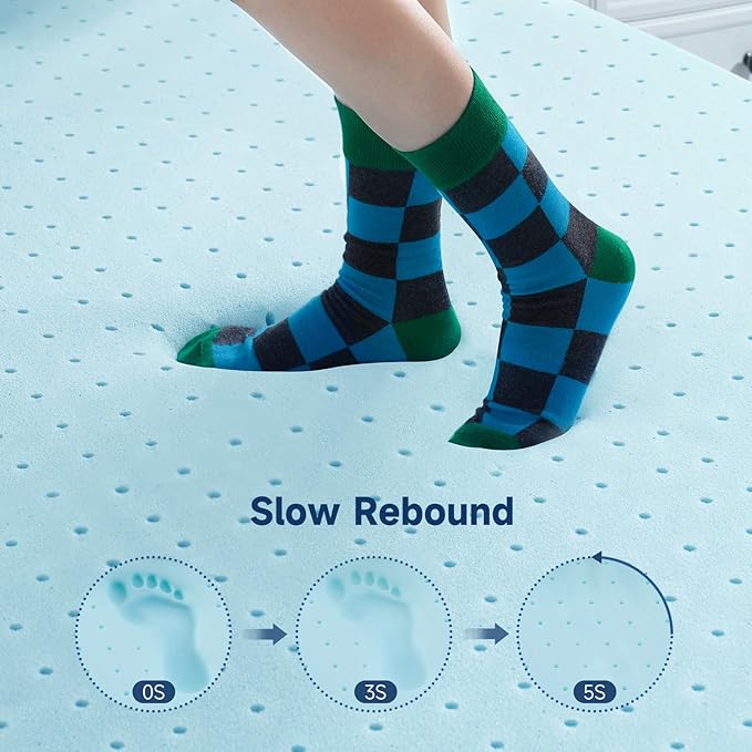 3 Inch King Size Memory Foam Mattress Topper, Cooling Gel Bed Topper with Premium Removable Skin-Friendly Non-Slip Cover, High Density Ventilated Mattress Pad CertiPUR-US & Oeko-Tex Certified, White