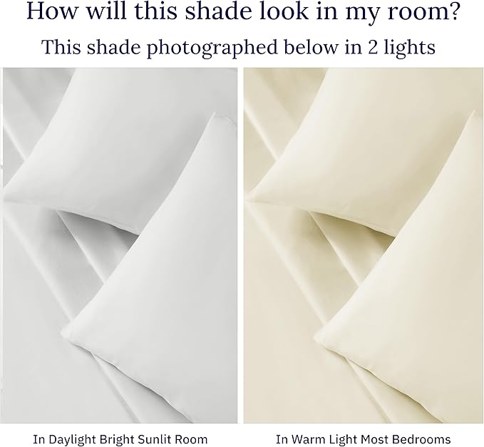 California Design Den Certified Luxury 100% Egyptian Cotton Sheets Full, Deep Pocket Sheets Set, Sateen Cooling Sheets Full Size for Hot Sleepers (Creamy Ivory)