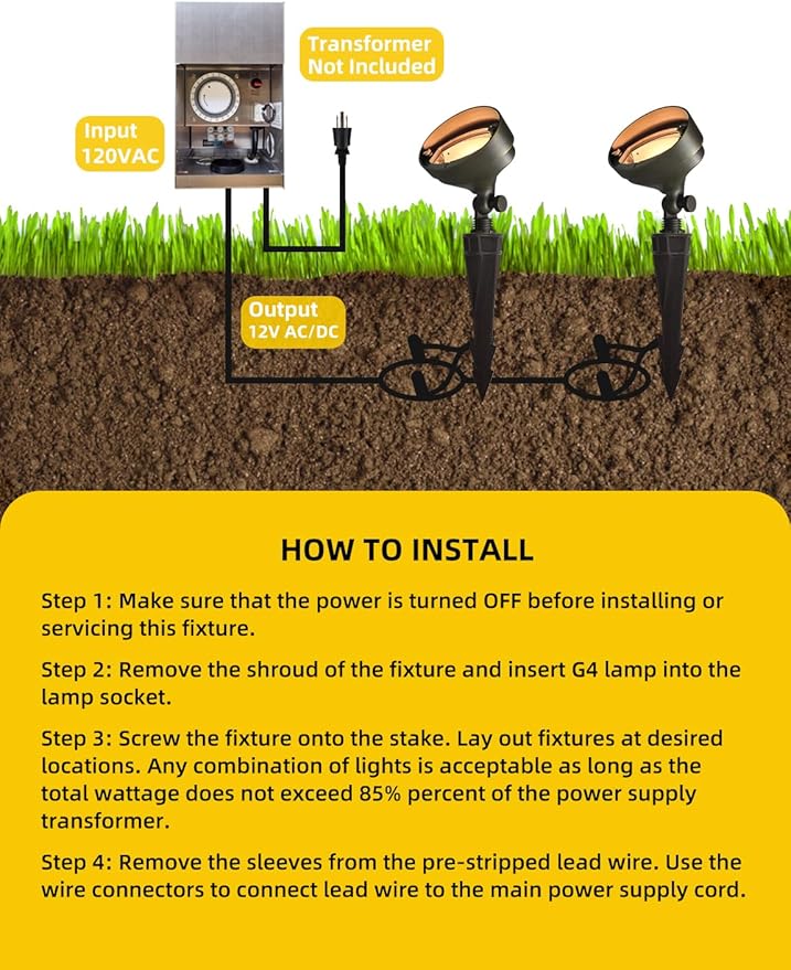 COLOER Die-cast Brass LED Landscape Flood Lights Outdoor 10-Pack with Bulb, 2W 9-17 Volt Low Voltage Wall Wash Lighting, Outdoor Floodlight for Illuminating Signs, Walls and Plant Material(501B)