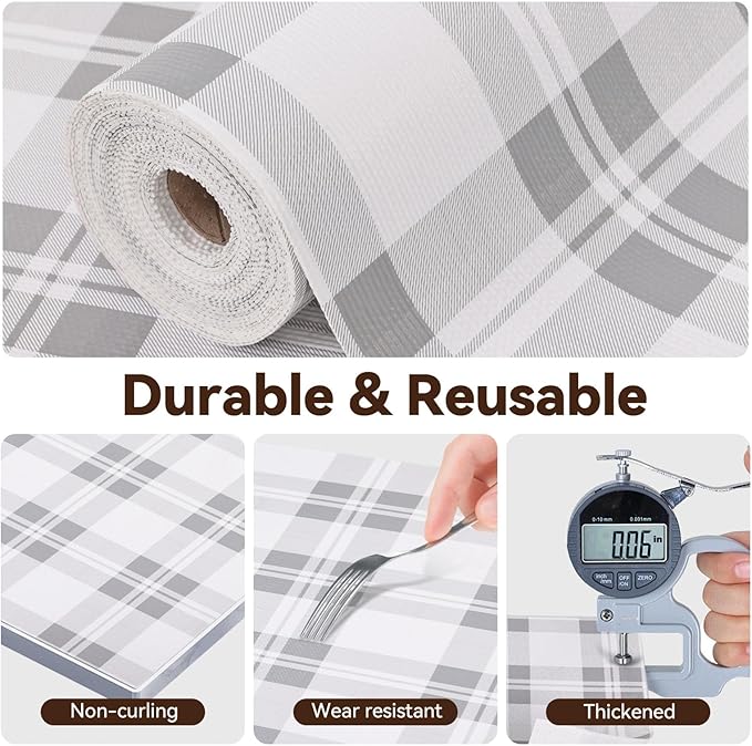 Drawer Shelf Liner for Kitchen Cabinets, Non Adhesive Slip Resistant Shelf Paper Easy to Clean, Strong Grip Thickened Waterproof Washable Mat for Pantry Shelves Cupboard Dresser, Grey, 17.5 in x 10 FT