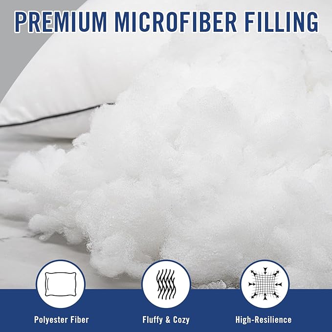 Standard Size Bed Pillows for Sleeping 4 Pack,Luxury Hotel Pillows,Comfortable and Supportive,Machine Washable,Suitable for Stomach,Back and Side Sleepers.