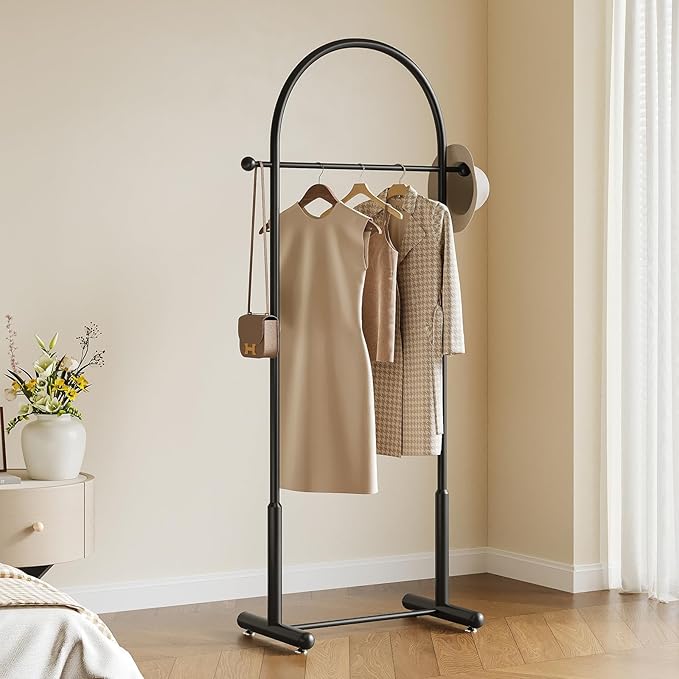 Metal Small Clothes Rack, Arched shape Clothing Racks for Hanging Clothes,Heavy Duty Garment Rack for Small Spaces Modern Coat Rack Stand for Entryway, Bedroom (black)