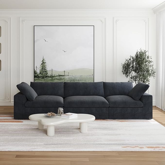 JACH 3-Seater Modular Sectional Sofas for Living Room, Modern Convertible Cloud Couches, Cushion Covers Removable, Free Combination Module Sectional Couch for Living Room Bedroom Apartment, (Black)