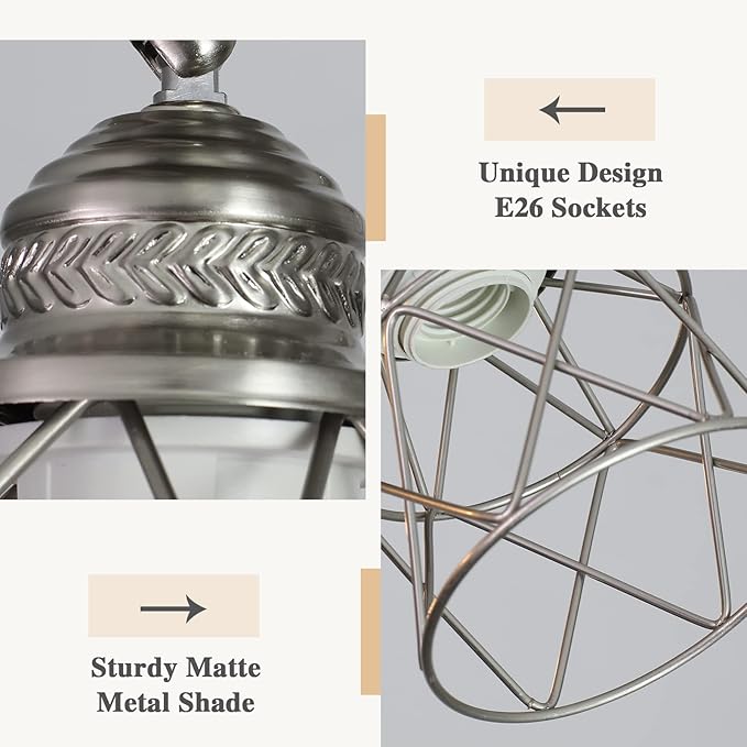 Kitchen Light Fixtures - 3-Lights Multi-Directional Ceiling Lamp with E26 Base, Adjustable Flush Mount for Farmhouse Kitchen, Hallway, Dining Room, Entryway