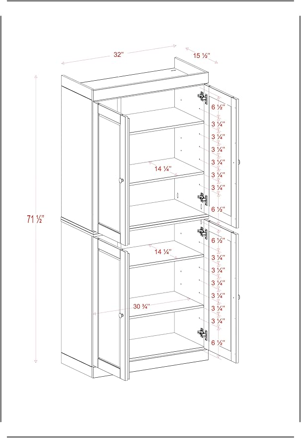 Palace Imports Solid Wood Bookcase - 6-Tier Bookshelf, 71.5” H - Beige, Wooden Cabinet Doors & Adjustable Shelves, Tall Bookcase for Living Room, 100% Renewable Eco-Friendly Wood, Made in Brazil