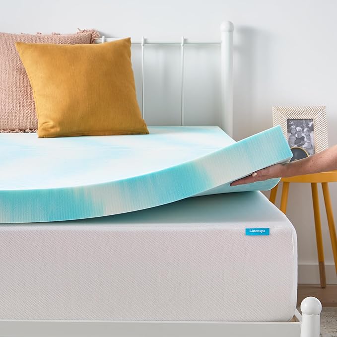 Linenspa 4 Inch Gel Swirl Memory Foam Mattress Topper – Cooling Gel Infused – Pressure Relieving Bed Topper - Mattress Pad – CertiPUR Certified - Twin Size