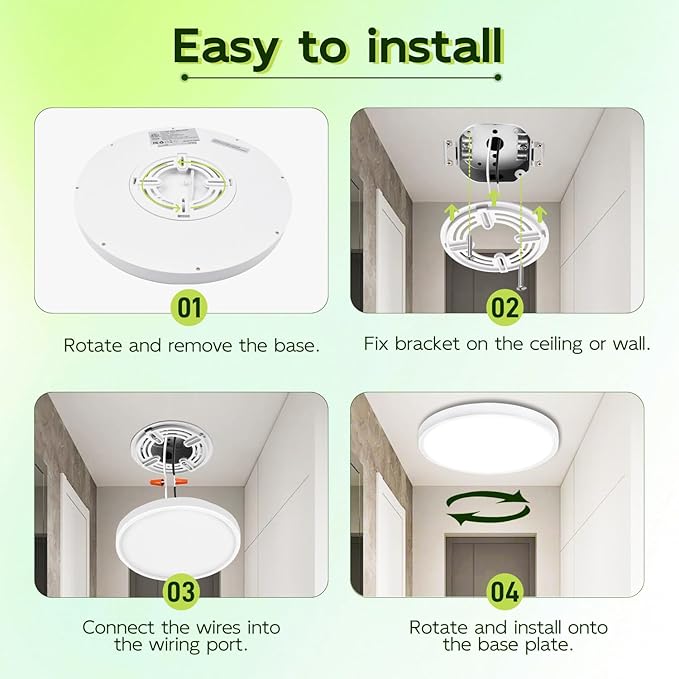 hykolity 9 Inch Selectable CCT LED Round Flat Panel Light, 18W 1800LM 3000K/4000K/5000K, Edge-Lit Flush Mount Ceiling Light Fixture for Kitchen, Bedroom, Laundry and Closet Room, White