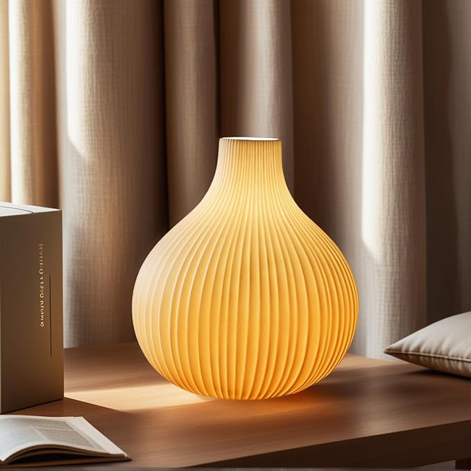 RONDURE 8.7" Modern Ceramic Table Lamp, Modern Bedside Lamps for Bedroom, Living Room and Nightstand, White Translucent Ceramic Shade, Warm Ambient Lighting, Home Decor