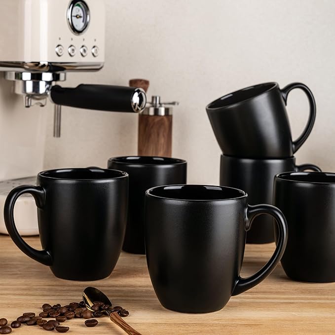 GBHOME 12oz Coffee Mugs Set of 6, Large Ceramic Coffee Mugs for Man, Woman, Dad, Mom, Modern Coffee Mugs Set with handle for Tea/Latte/Cappuccino/Milk/Cocoa. Dishwasher&Microwave Safe,Multi-Color