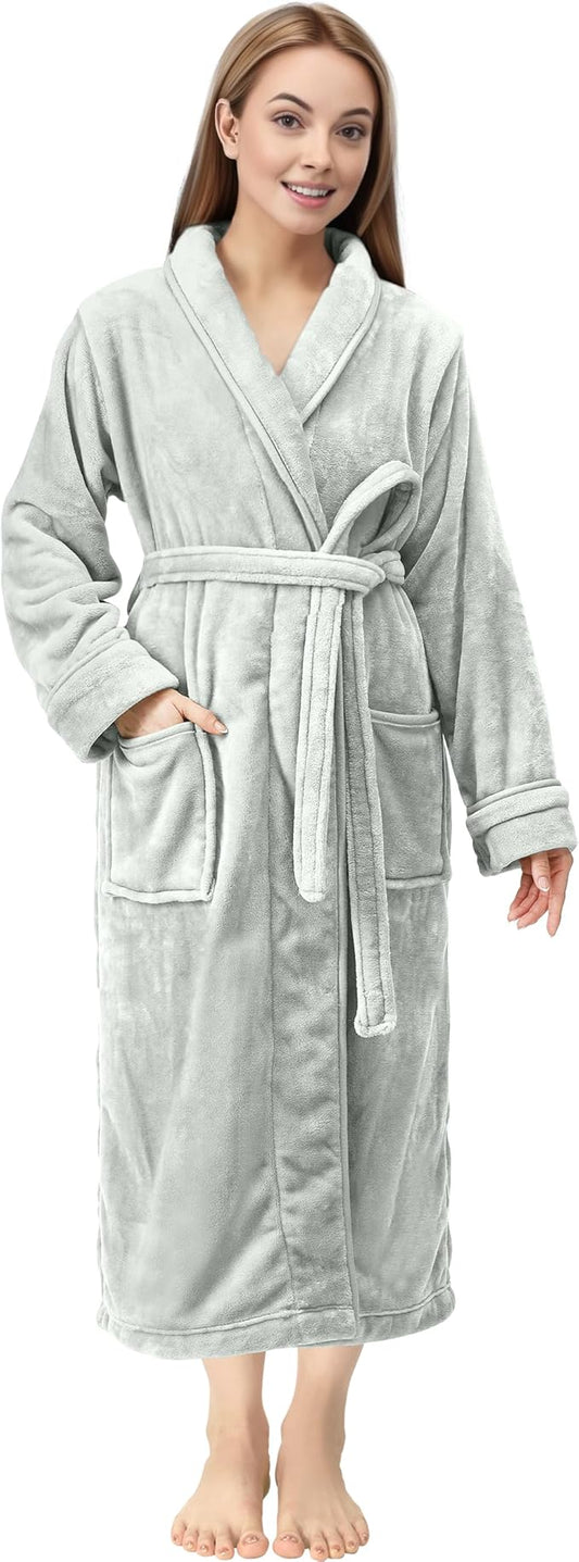 NY Threads Premium Womens Robe, Plush Fleece Long Bath Robe for Women, Fluffy Soft Women's Bathrobe