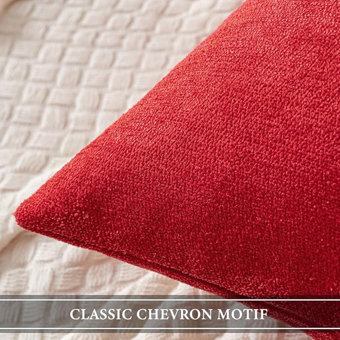 MIULEE Pack of 2 Red Decorative Pillow Covers 22x22 Inch Soft Chenille Couch Throw Pillows Farmhouse Cushion Covers for Home Decor Sofa Bedroom Living Room