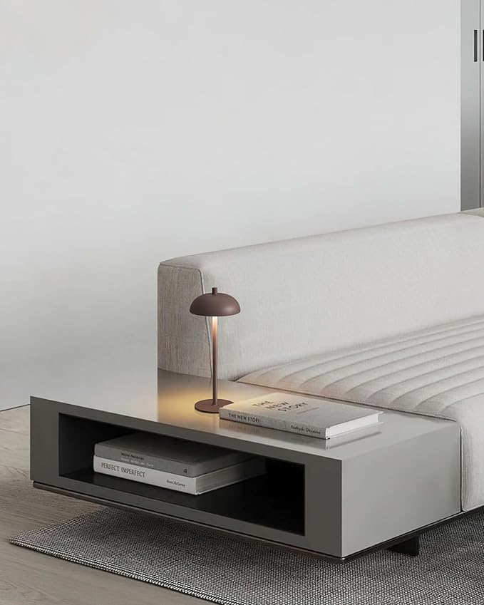 Cordless LED 12" Small Table Lamps Set of 2, Modern Portable Desk Lamp, 3 Color Dimming Rechargeable Battery Lights, for Bedroom, Outdoor, Restaurant, Bedside, Baby Night Light, Gifts (Brown)