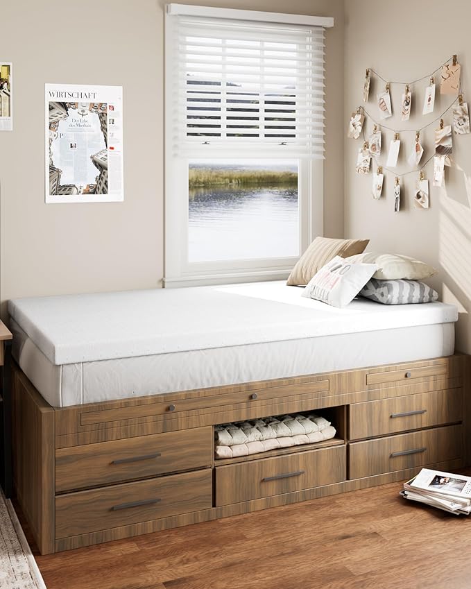 Ferlizer 3" [Twin XL] Mattress Topper, Memory Foam Mattress Topper Twin Extra Long for College Dorm with Ultra Soft Cover & Corner Straps, CertiPUR-US Certified