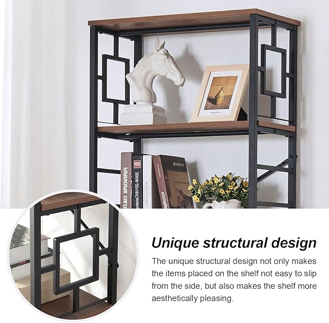 HOMISSUE Bookcase,6-Tier Tall Bookshelf Metal Bookcase and Bookshelves, Free Standing Storage Modern Bookshelf for Home Office Living Room and Bedroom, Rustic Brown