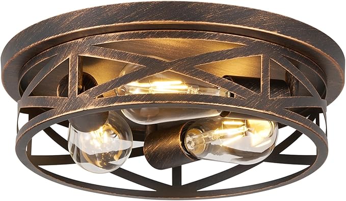 13 inch Flush Mount Ceiling Light Fixtures,3-Light Modern Hallway Light Fixtures Ceiling, Black Gold Lights Fixture Ceiling Mount for Farmhouse,Kitchen, Bedroom 1 Pack