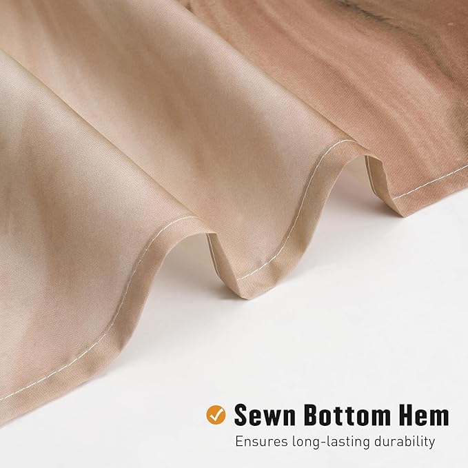 MitoVilla Brown Marble Shower Curtain, Abstract Ombre Fabric Shower Curtains for Modern Bathroom Decor, Luxury Cloth Watercolor Shower Curtain, 72x72