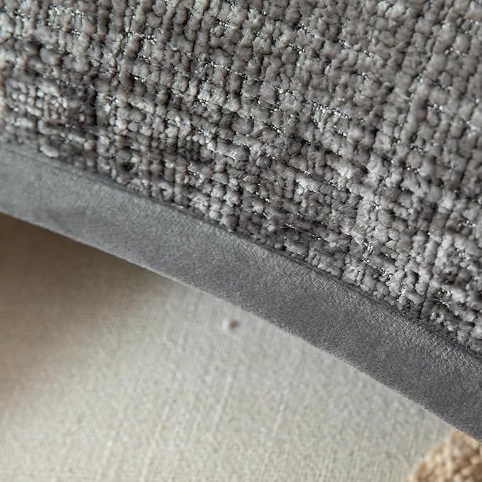 Yaertun Pack of 2 Chenille Textured Decorative Throw Pillow Covers Accent Solid Cushion Cover Soft Cozy Pillow Case with Velvet Back for Couch Sofa Bed Living Room 18x18 Inch Grey