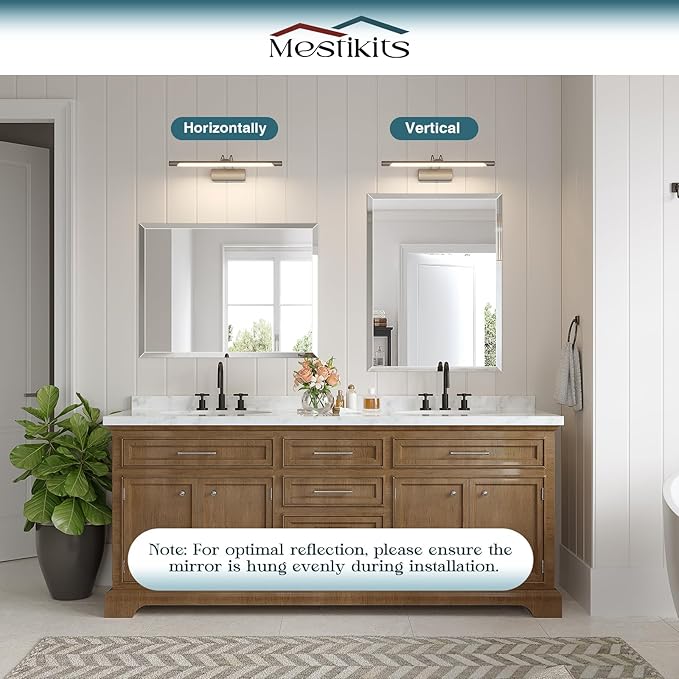 Bathroom Mirrors for Wall Beveled, 28"x36" Frameless Bathroom Vanity Mirror, Wall Mount Mirror for Bedroom Entryway Living Room Hangs Horizontally or Vertically