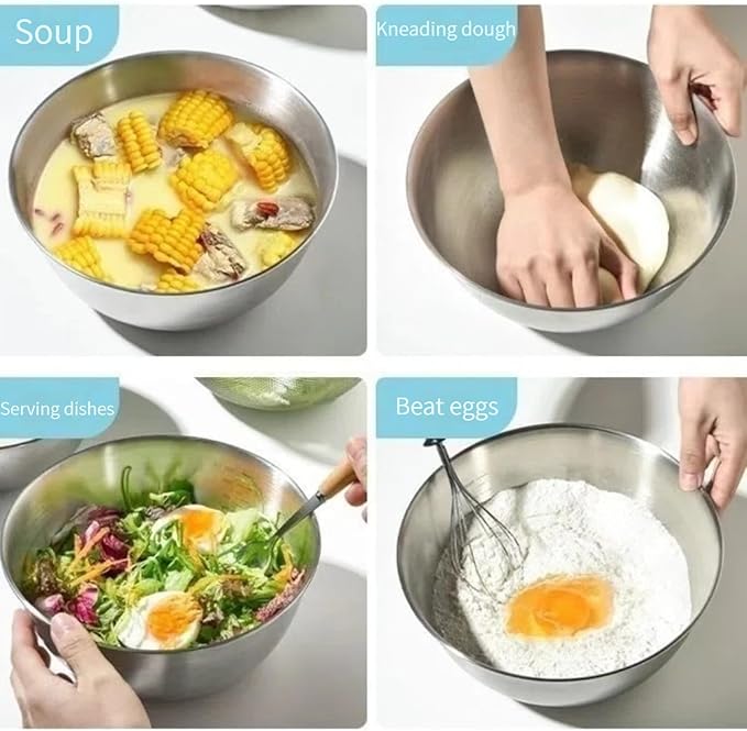 MANHONGYU Stainless Steel Mixing Bowls-3 Packs Small Thicker Stainless Steel Flat Bottom Mixing Bowls Set, Home, Refrigerator, and Kitchen Food Storage Organizers