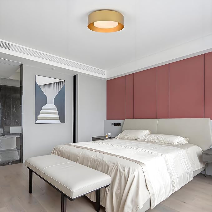 Modern Flush Mount Ceiling Light,Minimalist Close to Ceiling Lighting Fixture,Gold Circular Ceiling lamp for Bedroom,Dining Room,Entry,Hallway,Balcony, Bathroom (12.5''